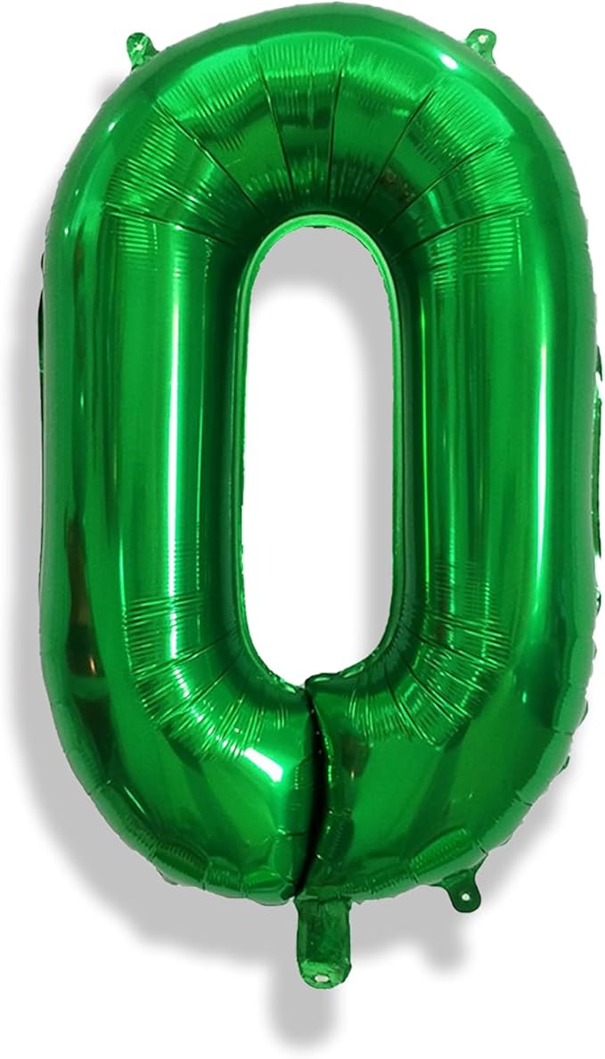 Dark Green Number Balloons for Kids, 40 Inch Foil Helium 0-9 Set Balloons, Self Inflating Big Number 0 Balloon for Boys Girls Age Birthday Party Baby Shower Anniversary Jungle Decoration Supplies