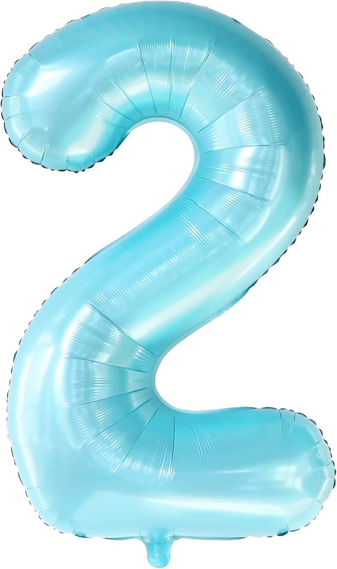 KatchOn Giant Light Blue Number 2 Balloon - 40 Inch | Light Blue 2 Balloon Number | Two Cool Birthday Party Decorations Boy | Light Blue 2nd Birthday Decorations for Boys