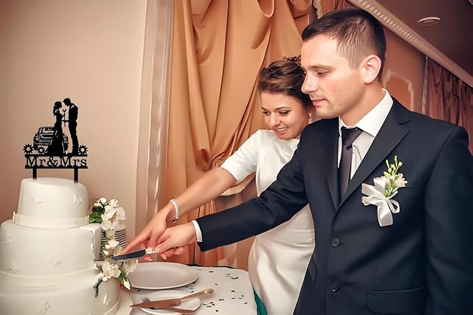 Repairman Wedding Cake Topper Funny Mr & Mrs Cake Decorations Repair Themed Cake Topper for Wedding Anniversary Bridal Shower Party Supplies