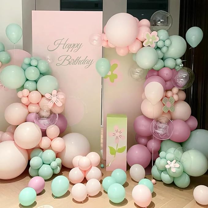 Dusty Green Purple Nude Balloon Arch Kit, 155Pcs Mist Green Pstel Lavender Blush Neutral Balloons Garland for Baby Shower Wedding Birthday Gender Reveal Party Decoration