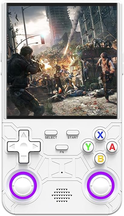 R36 Ultra Retro Handheld Game Console, with 64G Built-in 20000+ Games, 3000mAh Rechargeable, Support 20+ Simulators, Linux System, 4.0 Inch IPS Screen Portable Pocket Arcade (White)