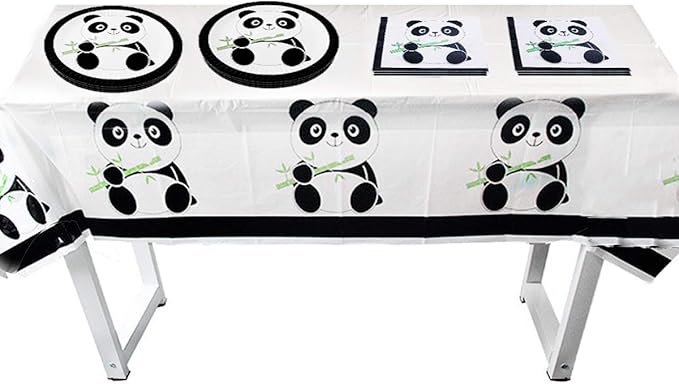 Panda Party Supplies, 20 plates, 20 napkins and 1 tablecloth