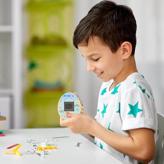 Digital Pet, Digital Pets for Kids, Electronic Pet Game Machine with Keychain, Virtual Pet for Girls, Boys(Yellow)