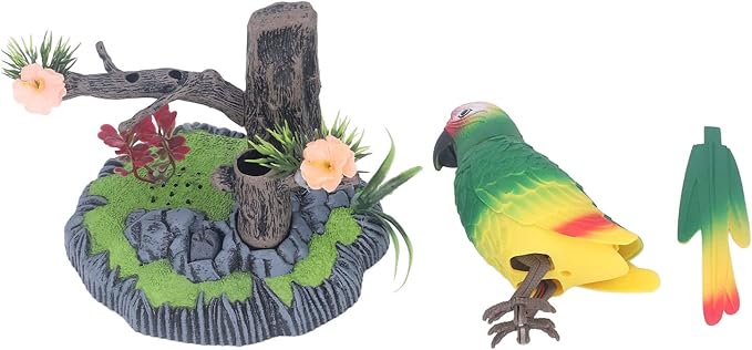Talking Parrot Toy, Repeats What You Say Electric Battery Operated Control Voice Parrots Sound Activated Chirping Fluttering Birds Toys Electric Interactive Animated Toy for Garden (2)