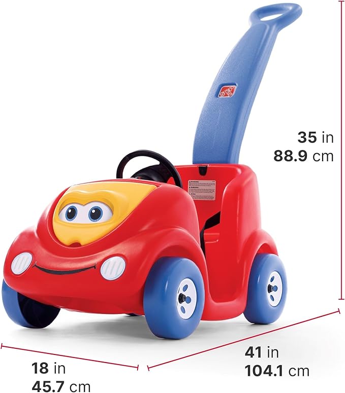 Step2 Push Around Buggy Kids Push Car, Ride On Car with Seat Belt and Horn, Toddlers Ages 18 Months - 3 Years Old, Max Weight 50 lbs., Easy Storage, Ideal Stroller Substitute, Red
