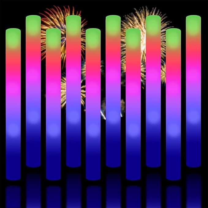 Taotuo 68PCS Foam Glow Stick Bulk,Light Sticks for Parties Bulk with 3 Modes Colorful Flashing,Glow in The Dark Party Supplies for Wedding Reception,Dance Floor,Holiday Party,Concert