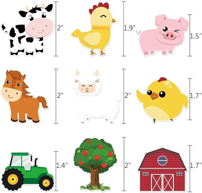 WERNNSAI 36 PCS Farm Cupcake Toppers - Farm Animal Birthday Decorations Animal Cake Toppers Picks Barnyard Party Decorations for Kids Baby Shower Birthday Tractor Theme Party Supplies