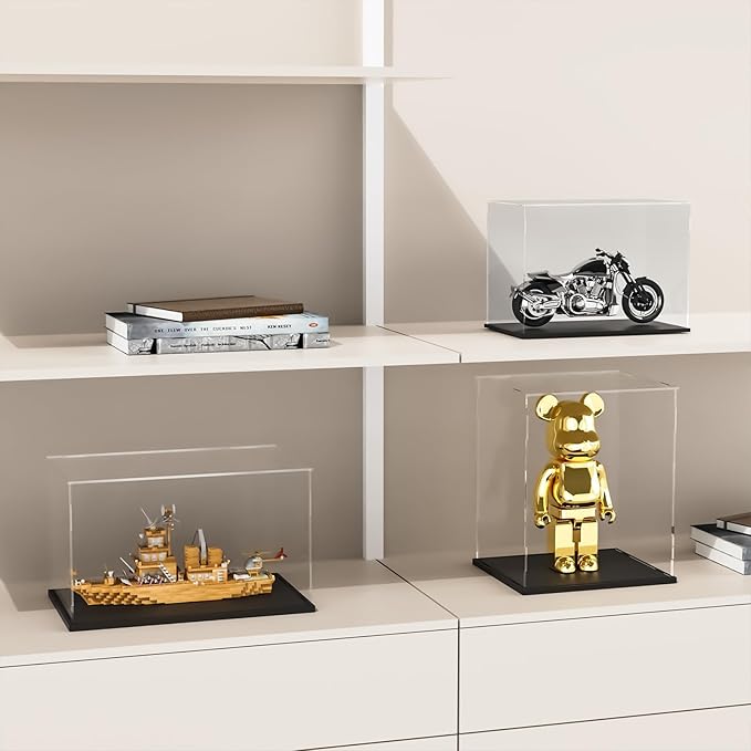 Self-Assembly Acrylic Display Case,Deluxe Dustproof Showcase,Cube Countertop Box for Pop Figures Collectibles Toys,Need Remove The Protective Film (12x8x10 inch; 30x20x25cm)
