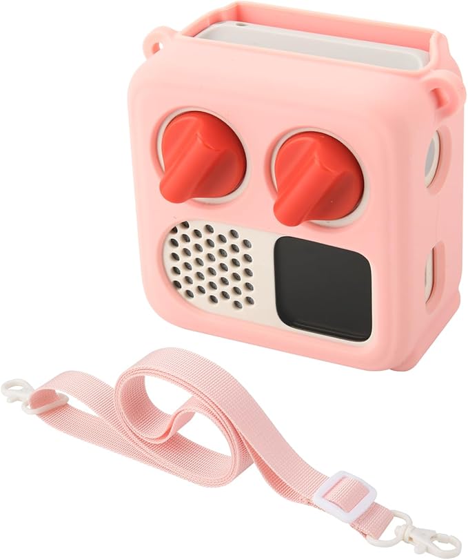TXEsign Silicone Case Cover for Yoto Mini (2024 Edition), Travel Carrying Case with Adjustable Shoulder Strap Protective Cover for Yoto Mini Player (Pink)