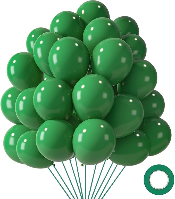 LovesTown 110PCS Latex Balloons 12inch, Party Balloons Arch with Ribbon for Birthday Jungle Family Reunion Party St. Patrick's Day Decorations Dark Green