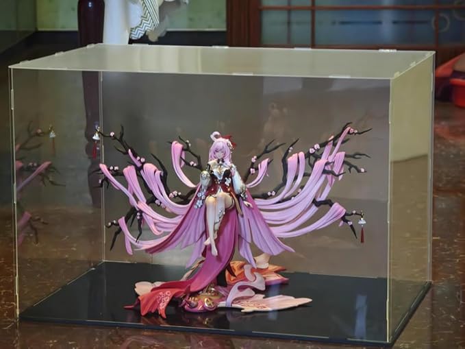 Clear Acrylic Display Case, Assemble Cube Display Box Stand with Black Base, Dustproof Protection Showcase for Collectibles Memorabilia Figurines (12*8*8inch;30*20*H20cm)