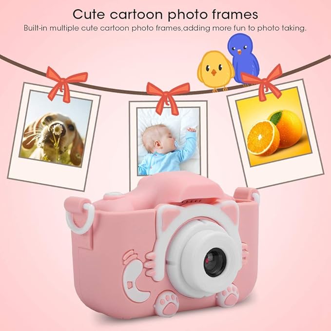 Children , 12MP ABS Silicone Mini Cartoon Kitty Digital Camera Toy with Double Camera for Kids ()
