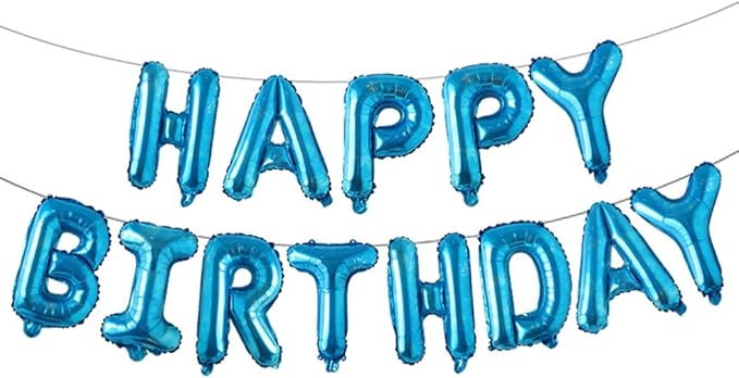 Happy Birthday Balloons, Aluminum Foil Banner Balloons for Birthday Party Decorations and Supplies (Starry Blue)