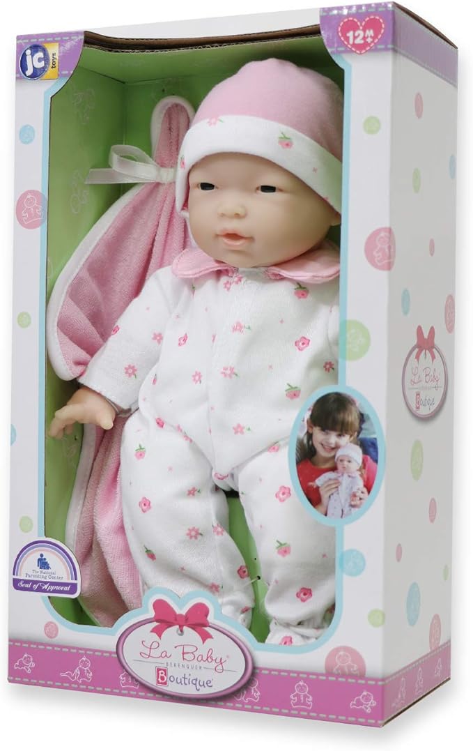 JC Toys Berenguer 11" Asian La Baby Doll,Pink Asian