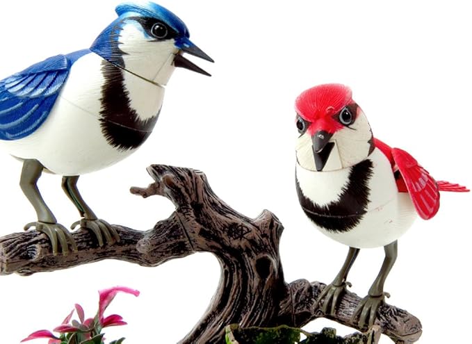 & Trading BC513AB Singing & Chirping Birds - Realistic Sounds and Movements - Blue Jays
