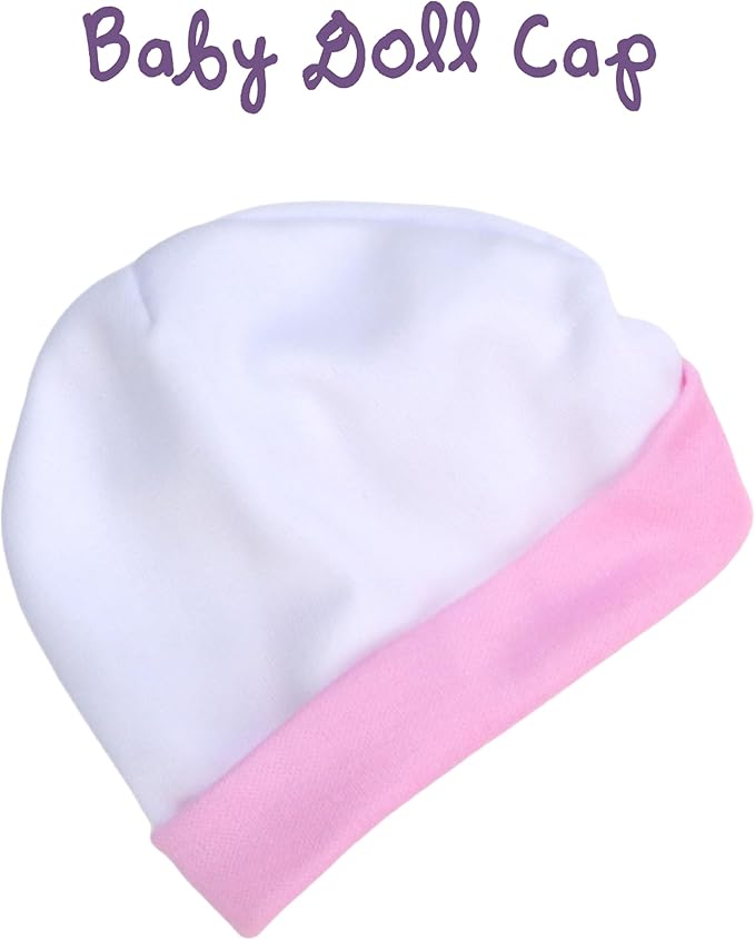 JC Toys Baby Girl 4-Piece Layette Set with Elephant Design, Pink and White, Includes T-Shirt, Cap, Booties and Diaper Made for Dolls 12"-14" Long