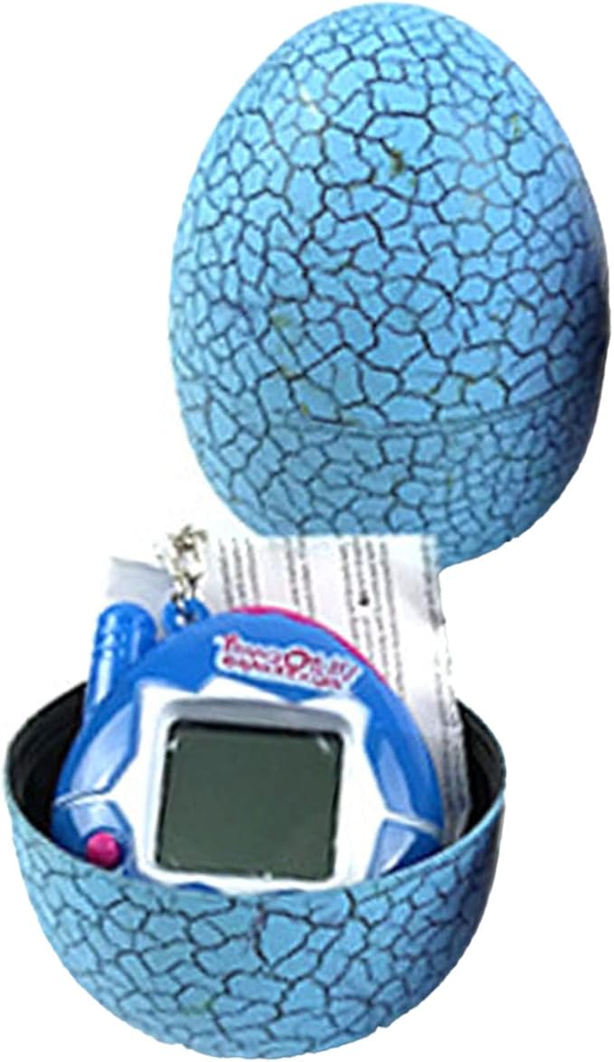 Electronic Digital Pet Game, 4 Function Buttons Egg Shaped, Portable Virtual Pet with Feeding Exercise Options, for Kids Birthday Travel Outdoor Activity (Blue)