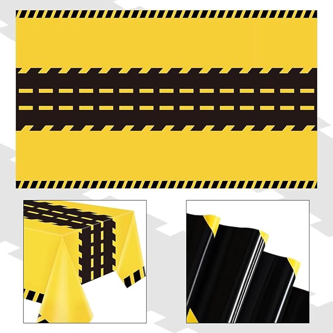 4 Pack Construction Tablecloths - Rectangle Construction Table Covers - Dump Truck Birthday Table Cloth for Kids Boys - 51 x 86 Inch