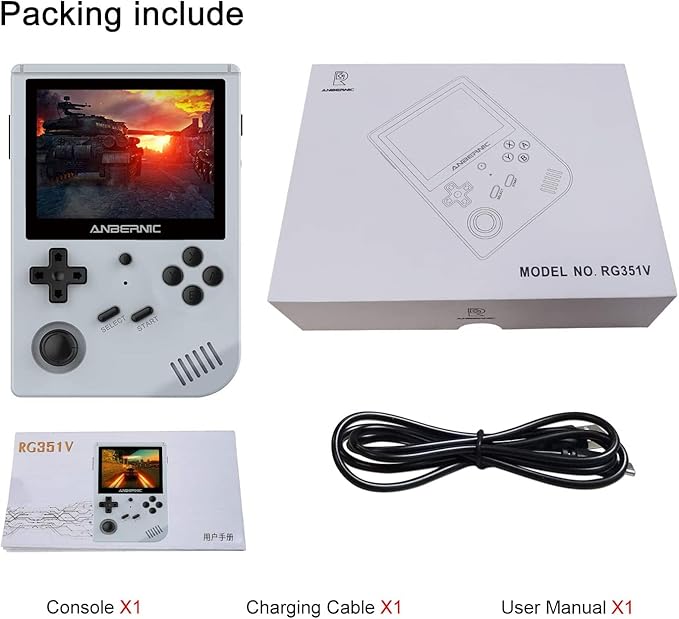 RG351V Handheld Game Console 3.5 Inch Portable Double TF 64GB Storage Handheld Retro Video Game Built in WIFI Game Console U.S. Seller!!! (Anbernic RG351V Gray)