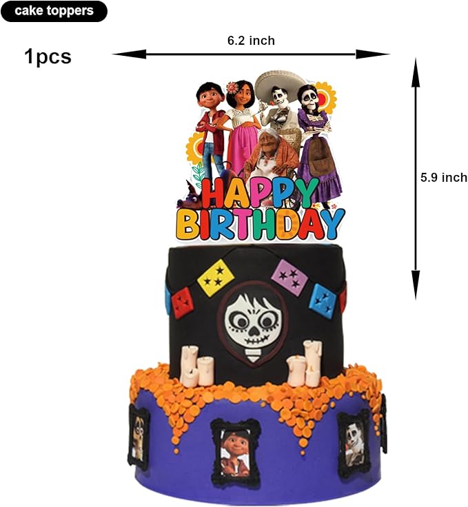 25pcs Coco Cake Topper and Cupcake Topper Set, Coco Birthday Party Supplies for Kids Cake Decorations Supplies