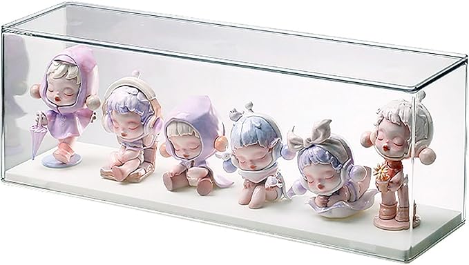 Clear Display Case for Figures，Acrylic Display Case for Doll Toy Collectibles, Action Figures, Miniature Figurines Dustproof Protection Storage & Organizing（11.8" L x 3.07" W x 4.13" H）