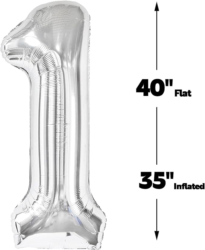 40 Inch Silver Mylar Foil Number 16 Birthday Balloon, Digital Balloons for 16 Boy Girl Party Decorations Supplies, Big Helium Balloon Numbers for 16 61 Men Women Anniversary