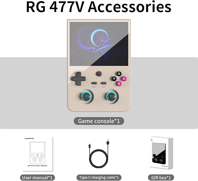RG477V Dimensity 8300 Android14 sSystem 4.7-inch Touch Handheld Game Console WiFi/Bluetooth Hall Joystick RGB Light 5500mah (RG477V Gray-New)