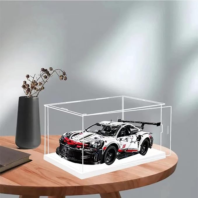 Side Opening Door Clear Acrylic Display Case-Assemble Countertop Box with White Base,Dustproof Protection Showcase for Action Figures Toys Collectibles (35x20x30cm/14x8x12inch)