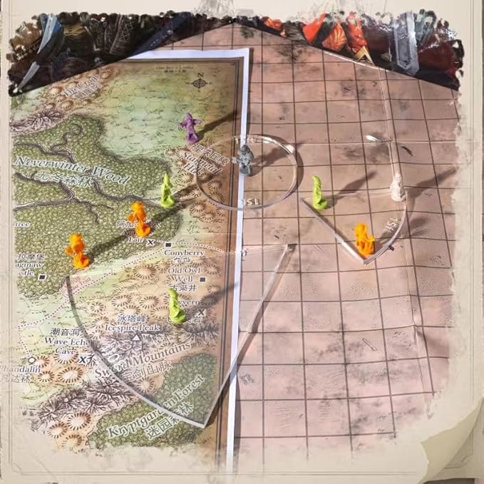 Kalami 6 Pcs Spell AOE Damage Template for DND, Clear Acrylic Area of Effect Spell Templates for DND 5e, Perfect Game Accessories for DM