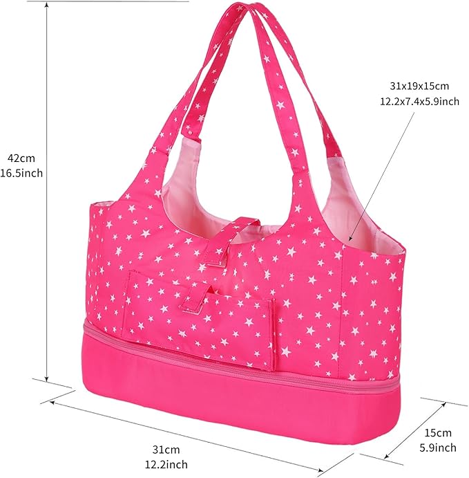 Baby Doll Accessorie, 13 Pcs Doll Stuff Acessories Storage Diaper Bag Set for 14-18 Inch Dolls, Feeding and Caring Set Includes Diaper, Bottle etc Suitable Pretend Play
