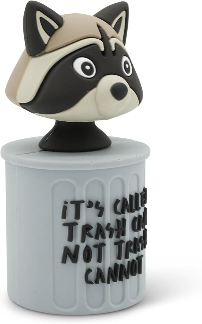 Mini Novelty Bobblehead – Funny Small Wobble Head Desk Toy, Cute Resin Figurine for Office Desk Decor, Car Dashboard, Gifts & Party Favors - Trashy Raccoon