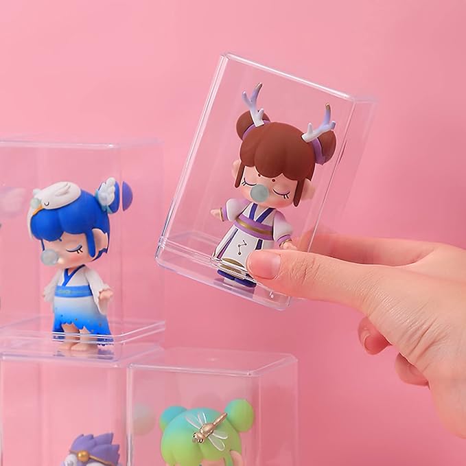 5Pcs Action Figure Storage Boxes Clear Plastic Display Cabinet for Collectible Figurines Toy Organizer 2.48X2.16X3.74 Inch Protective Showcase for Model Display