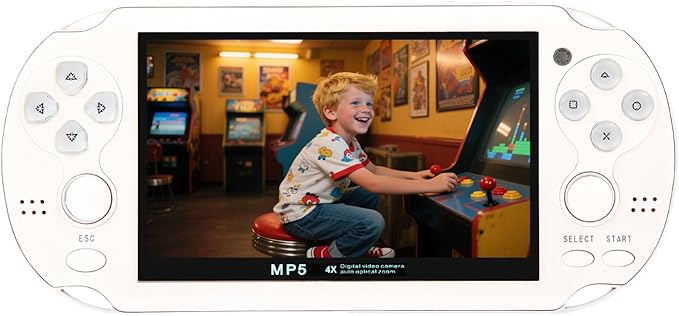 4.3-inch Dual-Rock Video Game Console Curved Appearance Built-in Multi-Simulator Portable Handheld Retro Game Supports Video/Music Playback Khildren's Toys Birthday (White)