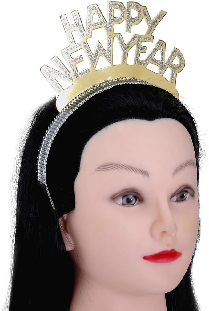 BinaryABC Happy New Year Headband Tiara,New Years Party Favor,New Years Eve Party Decorations 12Pcs