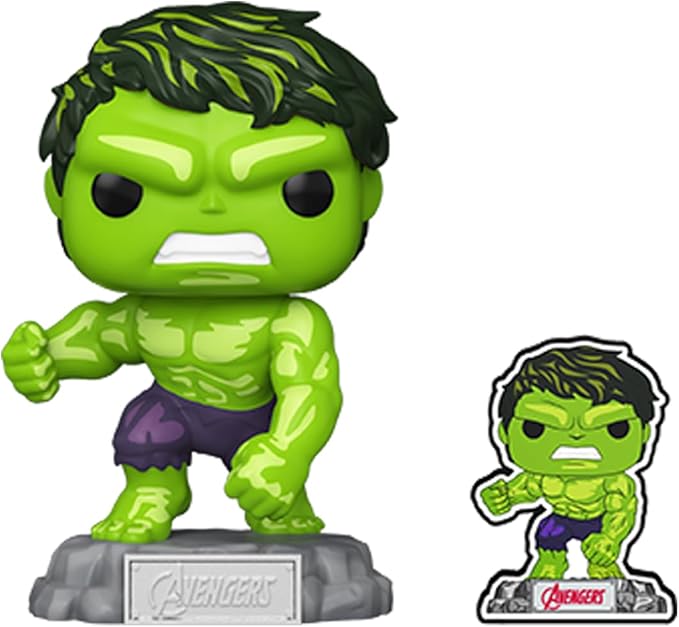 Funko Pop & Enamel Pin: The Avengers: Earth's Mightiest Heroes - 60th Anniversary, Hulk with Enamel Pin - Marvel Comics - Amazon Exclusive - Collectable Vinyl Figure - Gift Idea - Superheroes Fans