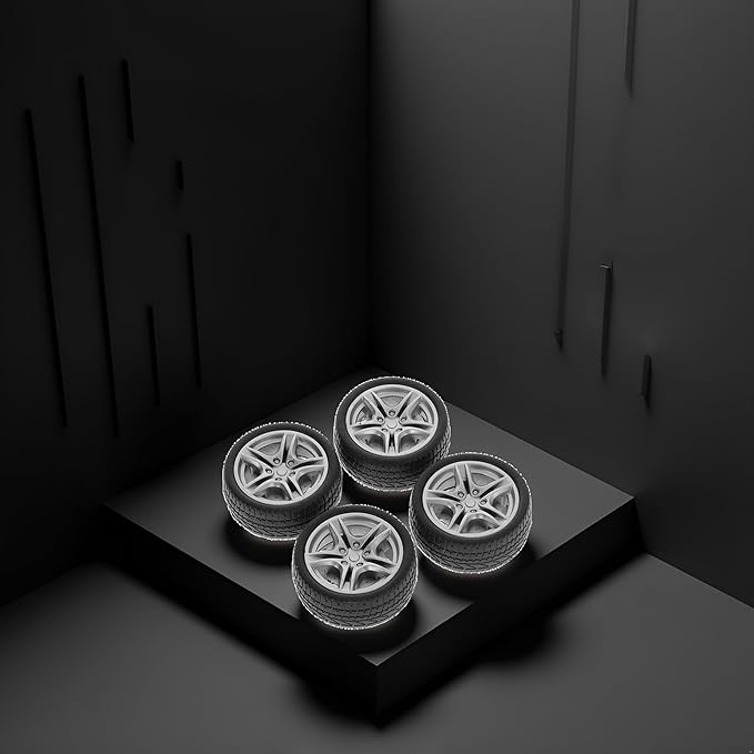 4Pcs Black Tires,48mm Simulation Rubber Wheel,Tire and Wheel Sets DIY,Tire Wheel Model,RC Spare Parts Easy Installation Small in Size,Remote and App Controlled Vehicles and Parts,Wheels and Tires