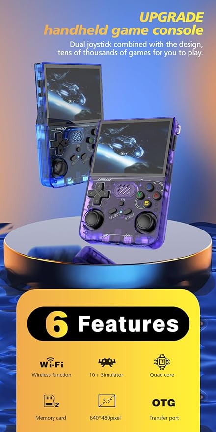 R36XX Retro Handheld Game Console with 64G 3.5 Inch IPS Screen Built-in 20000+ Classic Games Open Source Linux System Portable Pocket Video Player with 3200mah Battery (Translucent Green)