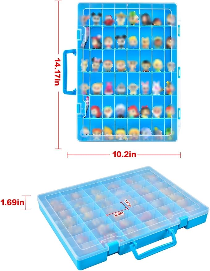 Display Case Compatible with Disney Doorables Collectible Mini Figures/ for MGA Entertainment Miniverse. Toys Storage Organizer Container for Multi Peek/ for Village Peek Characters (Box Only)- Blue