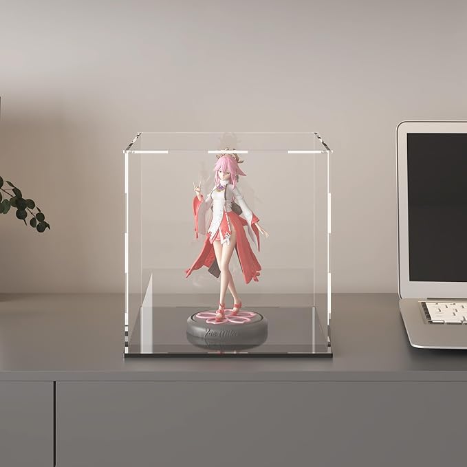 Acrylic Display Case for Collectibles and Toys, Versatile Clear Acrylic Display Box with Black Base for Showcase and Displaying, 7x7x7-inch
