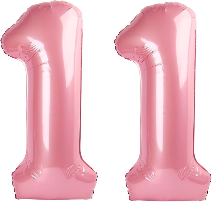 40 Inch Pearlescent Pink Number 11 Balloon Number 11 Balloon 40 Inch, 11th Birthday Party Decorations for Boy or Girl Huge Mylar Anniversary Party Supplies