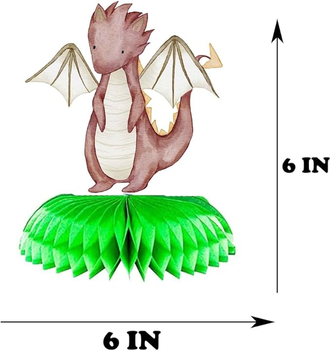 Dragon Table Centerpieces – 5 pcs Baby Dragon Honeycomb Decorations for Kids Birthday, Baby Shower, Fantasy and Medieval Theme Party Supplies