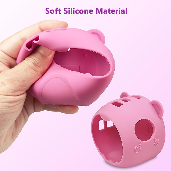 Silicone Cover Case for Punirunes Interactive Digital Toy Squishy Characters Pet, Screen Protector for Punirunes Virtual Electronic Pets Accessories(Silicone Case and Lanyard) (Pink)