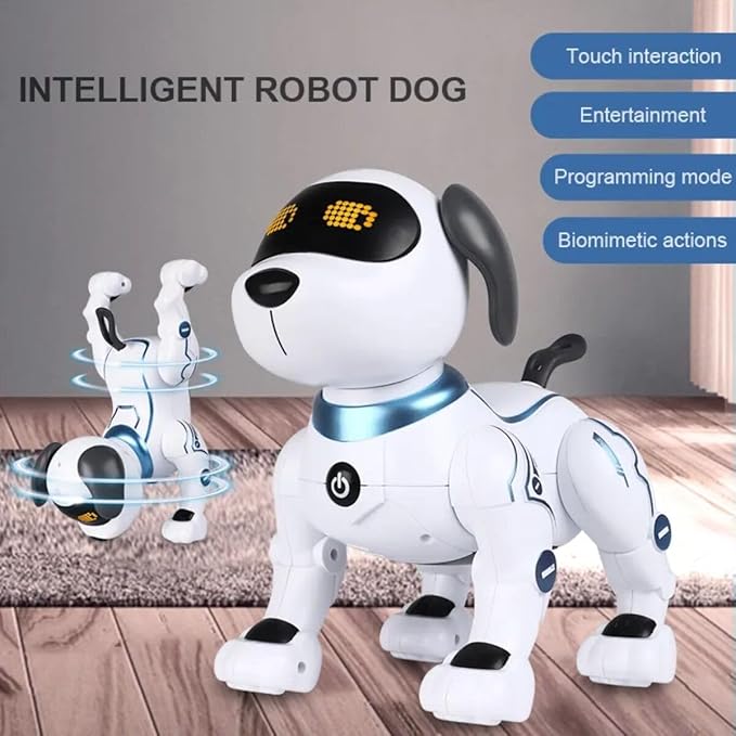 SmartyPup Intelligent Robot Dog Toy – Interactive Smart Pet with Voice Control, Gesture Sensors, Tricks, Programmable Moves & LED Expressions – Educational AI Puppy Toy for Kids Ages 3–12