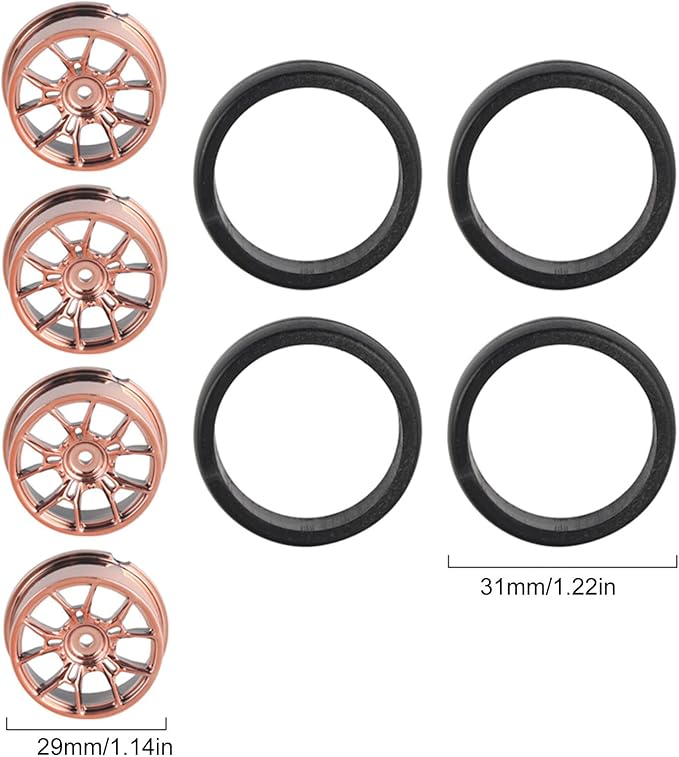 4PCS Black Toy Car Wheel Tires,48mm Simulation Rubber Tire Toy Model Spare Parts Easy Installation Small in Size,Remote and App Controlled Vehicles Parts Tires