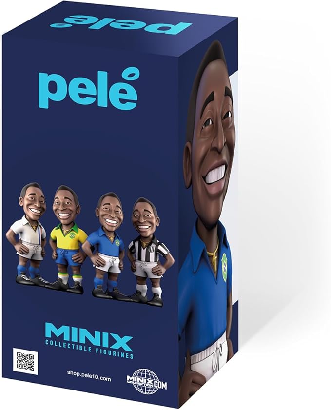 Minix 12 cm Pele Soccer Figurine Official Licensed Football Collectible Toy for Kids & Adults Detailed Display Model Great Gift for Soccer Fans, Collectors & Football Enthusiasts (Brasil 2nd Jersey)