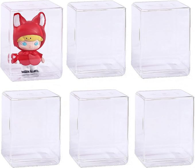 Acrylic Clear Display Case,Dust Cover for Miniature House Building Sets 6pcs Small Display Case, Stackable Acrylic Display Box for Collectibles Storage Box with Door Dustproof Prevention (6, Small)