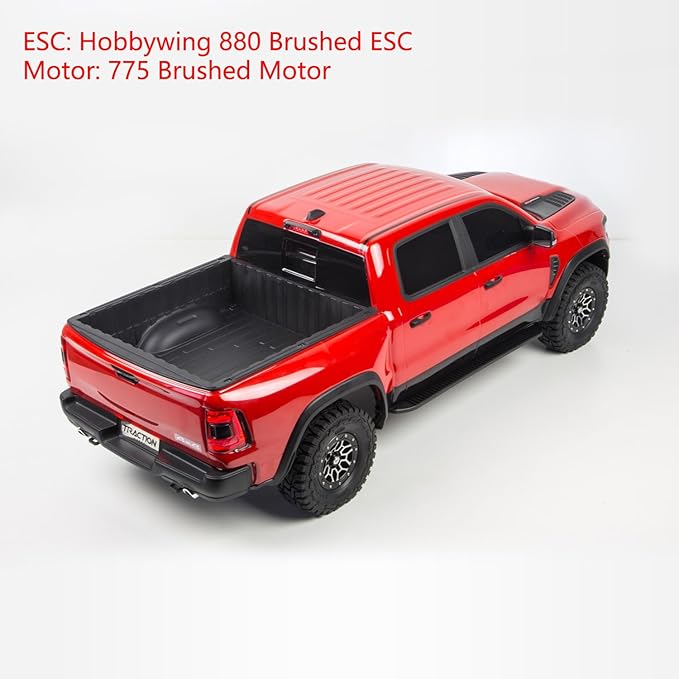 1/8 Radio Control Off Road Car 4WD 2WD Electric RC Vehicle 880 Brushed ESC 775 Brushed Motor Axle Lock Light System Hobby Grade Model for Adult Hobby(Red)