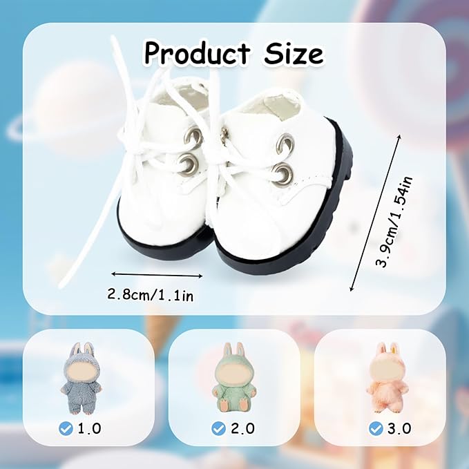 15-17cm Doll Shoes for 15-17cm Doll Boots, 6.7 inch Doll Shoes Accessories Easter Gifts (White)