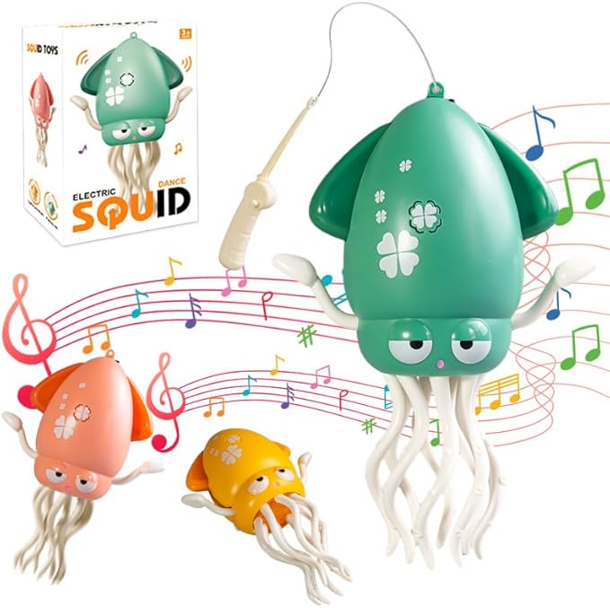 Interactive Dancing Octopus Robot Toy, LED Light Show with Music, USB Rechargeable, Crawling Squid for Kids 3+ (Pink)