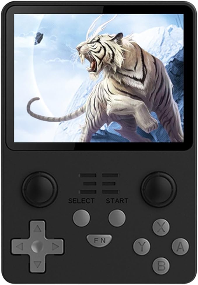 Powkiddy RGB20S Handheld Arcade Console - Built-in 15,000 Games & 64G, 3.5 Inch IPS Screen, Open Source System, Classic Emulator (Black)